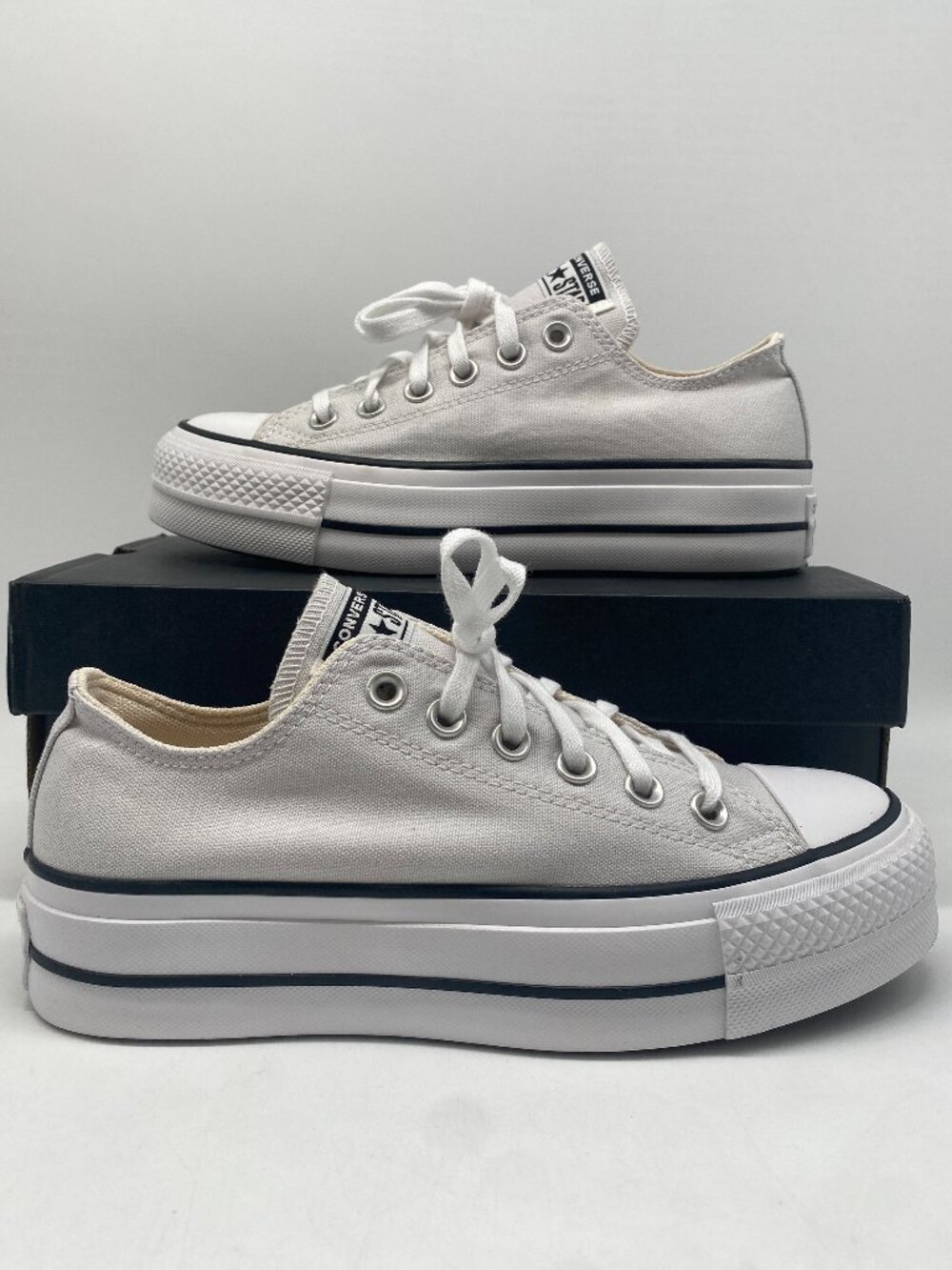 CONVERSE CHUCK TAYLOR ALL STAR LIFT LOW PLATFORM BARELY GRAY US WOMEN SIZE 6.5